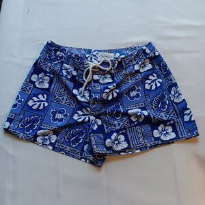 Surfwaves Womens Flowered Size 11 Board Shorts No zipper Drawstring D25‎
